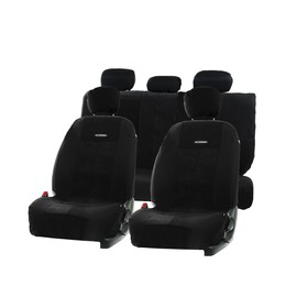 Universal car seat covers AUTOPROFI TT-902V BK / BK, polyester, velor, 9-piece set, front row, back row, black