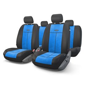 Авточехлы универcальные AUTOPROFI TT-902V BK/BL, полиэстер, велюр, набор из 9 предметов, передний ряд, задний ряд, цвет чёрный/синий 2044394