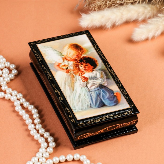 Шкатулка - купюрница «Ангелочки», 8,5×17  см, лаковая миниатюра