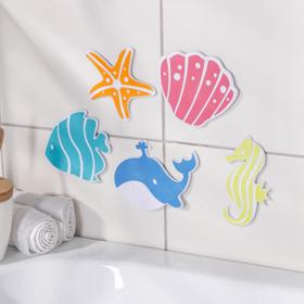 {{photo.Alt || photo.Description || 'Набор мини-ковриков для ванны на присосках Доляна «Океан», 16×16 см, 5 шт, цвет МИКС'}}
