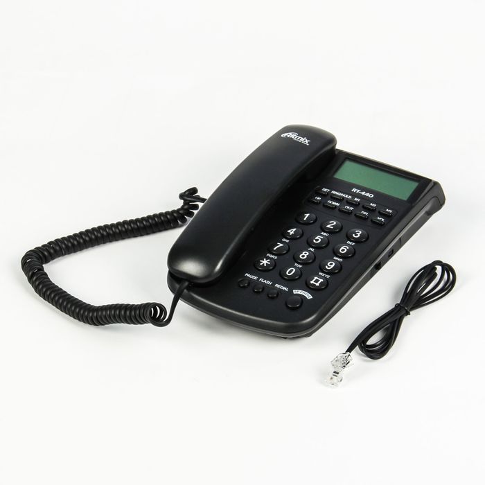 Проводной телефон Ritmix RT-440, поддержка hands-free, FSK/DTMF Caller ID, черный