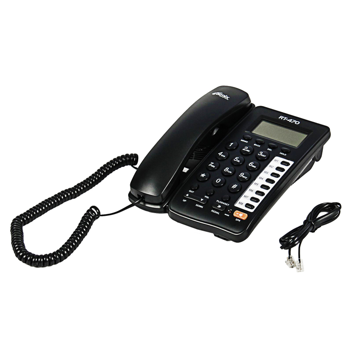 Проводной телефон RITMIX RT-470, поддержка hands-free, FSK/DTMF Caller ID, черный