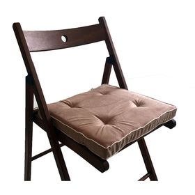 Подушка на стул 38х38 см, h 5 см, цвет бежевый, велюр, поролон, кант