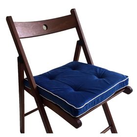 Подушка на стул 38х38 см, h 5 см, цвет васильковый, велюр, поролон, кант