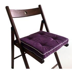 Подушка на стул 38х38 см, h 5 см, цвет сиреневый, велюр, поролон, кант