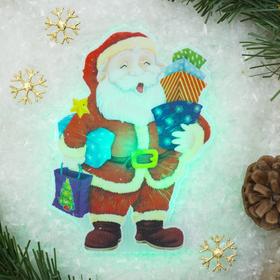 Световая картинка на присоске "Дед Мороз с подарками"(батарейки в комплекте), 1 LED, RGB