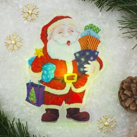 Световая картинка на магните "Дед Мороз с подарками"(батарейки в комплекте), 1 LED, RGB