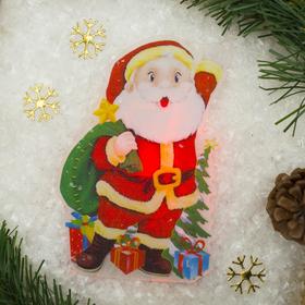 Световая картинка на присоске "Дед Мороз приветствует!"(батарейки в комплекте), 1 LED, RGB
