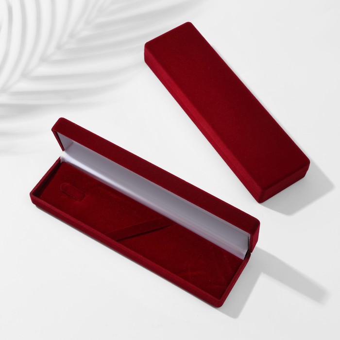 Футляр бархатный под зажим для галстука/кулон "Прямоугольник классический", 16,5*4,5*2,5, цвет красный - фото 2742235