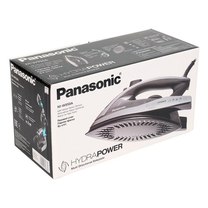 Утюг Panasonic NI-W950ALTW, 2400 Вт, алюминиевая подошва, черно-серый - фото 17524