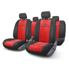 Авточехлы универcальные AUTOPROFI TT-902V BK/RD, полиэстер, велюр, набор из 9 предметов, передний ряд, задний ряд, цвет чёрный/красный 2044395