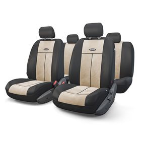 Авточехлы универcальные AUTOPROFI TT-902V BK/L.BE, полиэстер, велюр, набор из 9 предметов, передний ряд, задний ряд, цвет чёрный/ светло-бежевый 2044393