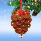 Новогодняя ёлочная игрушка, Набор для создания подвески из фетра "Шишка" + бисер, стразы