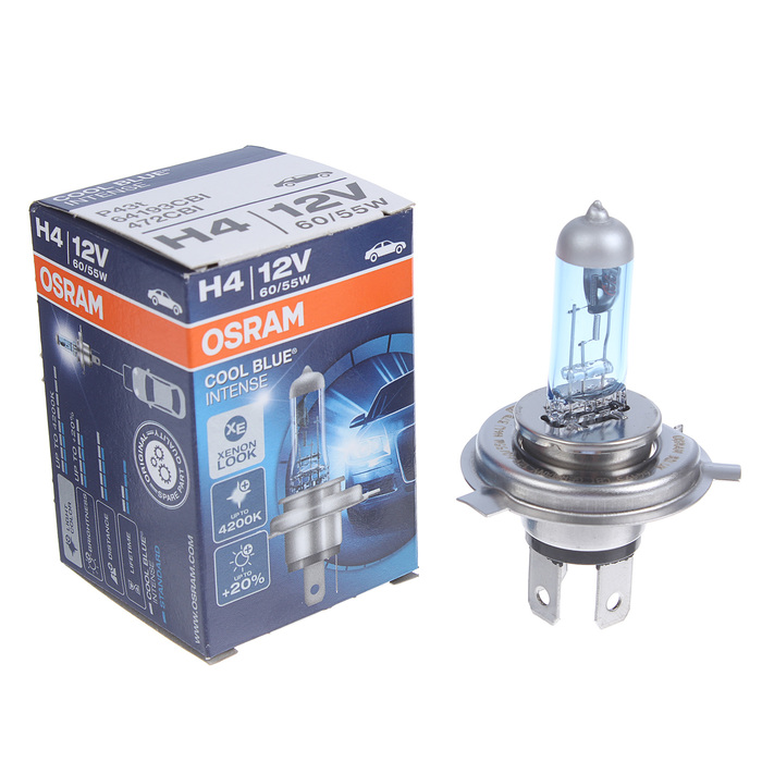 Лампа автомобильная Osram Cool Blue Intense, H4, 12 В, 60/55 Вт, P43t