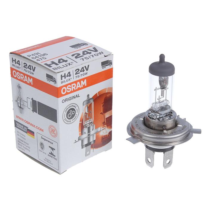 Лампа автомобильная Osram, H4, 24 В, 75/70 Вт, P43t