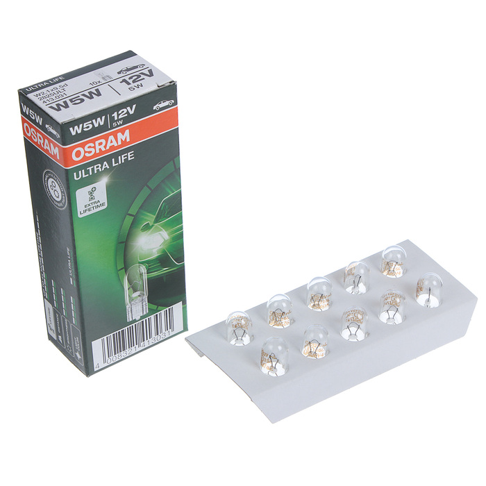 Лампа автомобильная Osram Ultra Life, W5W, 12 В, 5 Вт, W2,1x9,5d