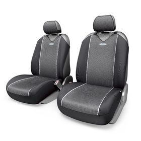 Чехол-майка AUTOPROFI CARBON PLUS CRB-402Pf BK/GY, передний ряд, закрытое сиденье, полиэстер под карбон, 4 предмета, цвет чёрный/серый 2262385