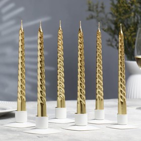 The twisted candle 1 piece, gold 20X1,9cm packing for 6 PCs