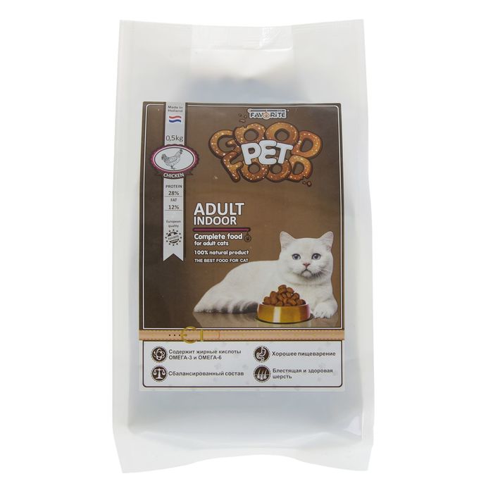 Сухой корм Good Pet Food Adult Indoor Cat для взрослых кошек, живущих в помещении, 0,5 кг