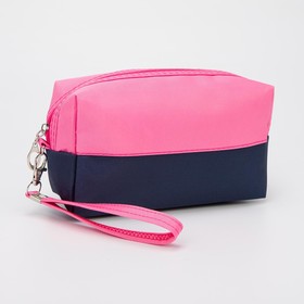 Cosmetic bag road, division zipper, color pink/blue