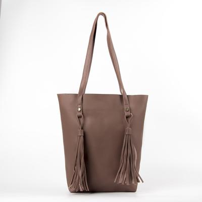 Bag with zipper, 1 division, outside pocket, color beige