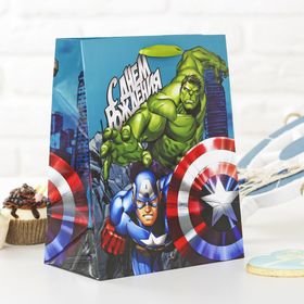 Пакет ламинированный вертикальный "С Днем рождения, супергерой!", Мстители, 18 х 23 х 10 см