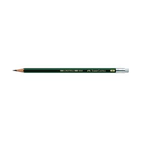 Карандаш художественный чёрнографитный Faber-Castel CASTELL® 9000 профессиональные B с ластиком зелёный