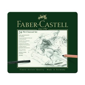 Уголь, набор микс для графики Faber-Castell PITT® Monochrome Charcoal, 24 штуки