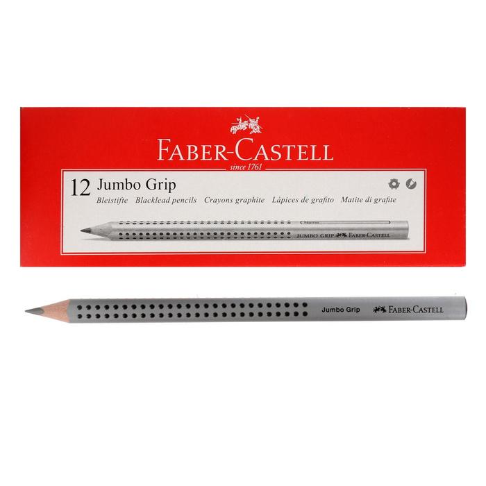 Карандаш ч/г Faber-Castell Jumbo GRIP В трехгран.кор. массаж.шашечки, серый 111900