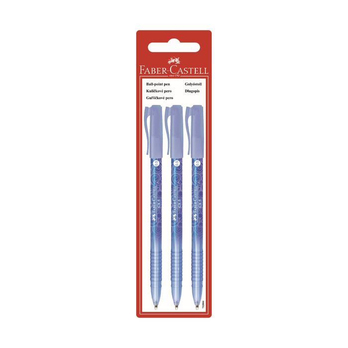 Ручка-роллер набор 3шт Faber-Castell СX5 0.5мм перманентные чернила синие, блистер 263402