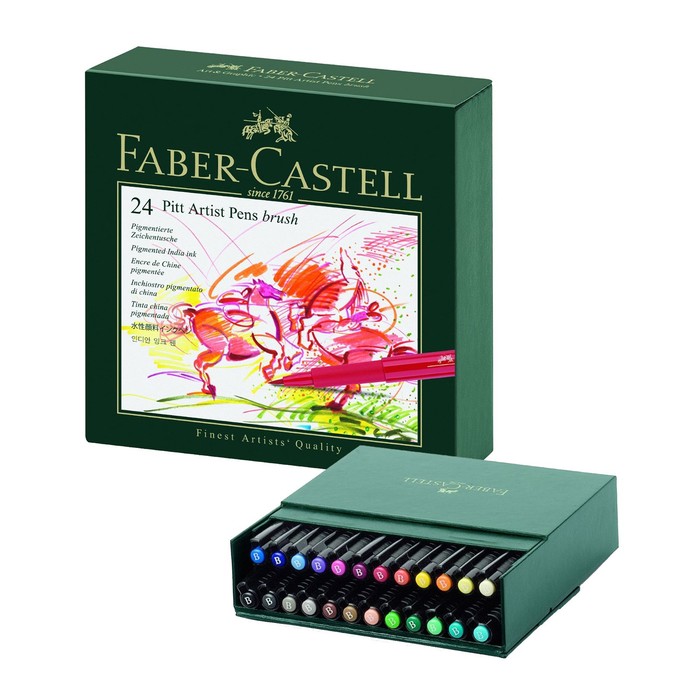 Ручка кисть капиллярная набор Faber-Castell PITT Artist Pen Brush 24цв кожзам.кор. 167147