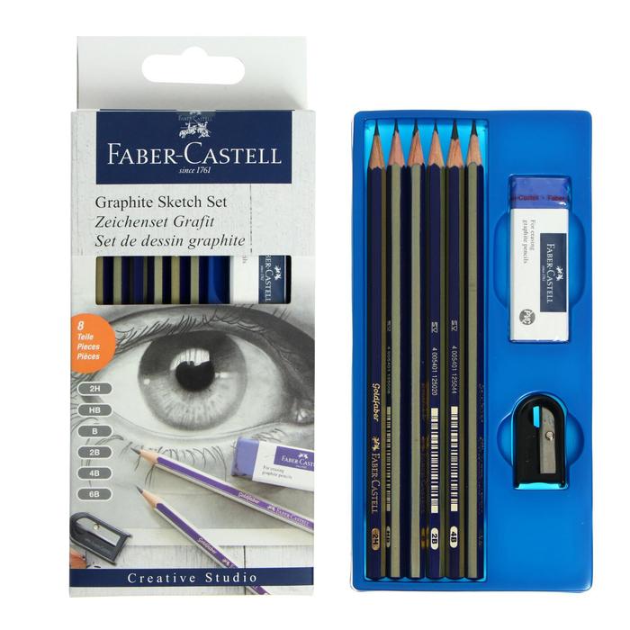 Набор карандашей чернографитных разной твердости Faber-Castell GOLDFABER 1221, 6 штук, 6B-2H - фото 1006571