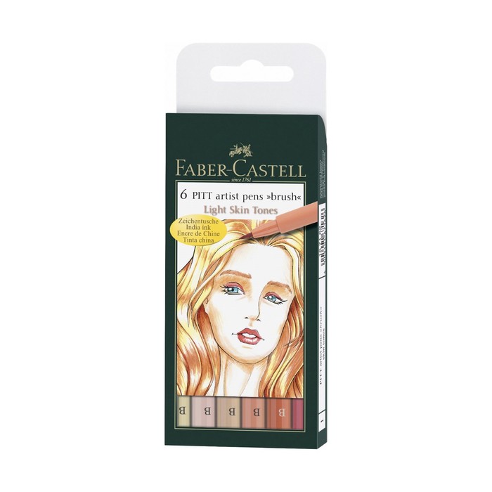 Ручка кисть капиллярная набор Faber-Castell PITT Artist Pen Brush 6цв желт оттен 167162