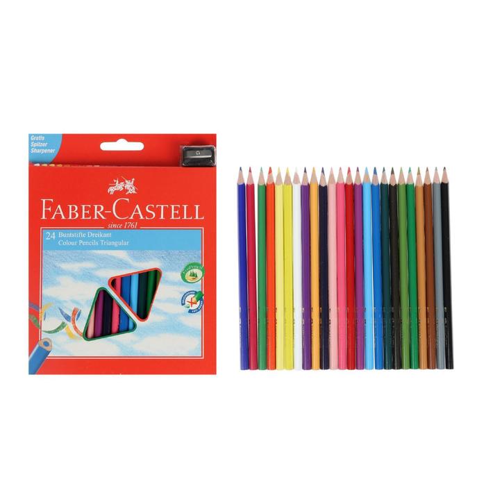 Карандаши 24цв Faber-Castell Eco трехгран. с точилкой, картон/короб 120524