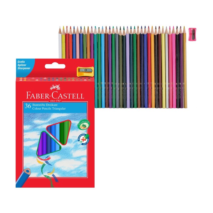 Карандаши 36цв Faber-Castell Eco трехгран. с точилкой, картон/короб 120536