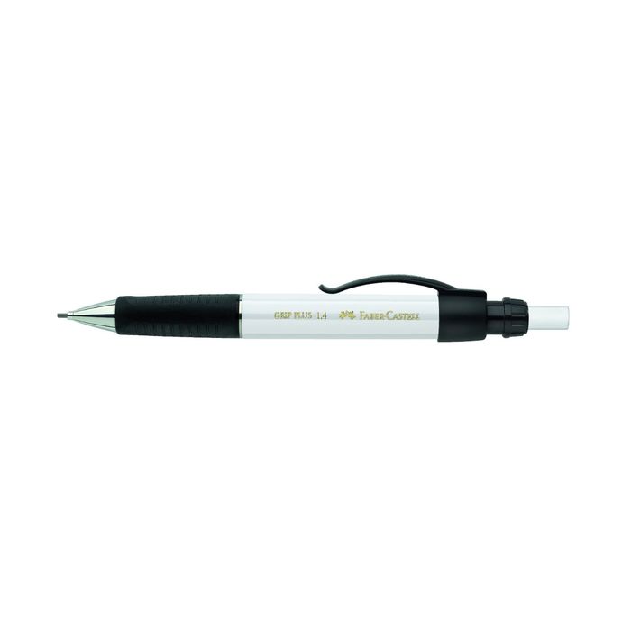 Карандаш механический 0.7 мм Faber-Castell GRIP Plus 1314 с ластиком, белый, к/к 131401