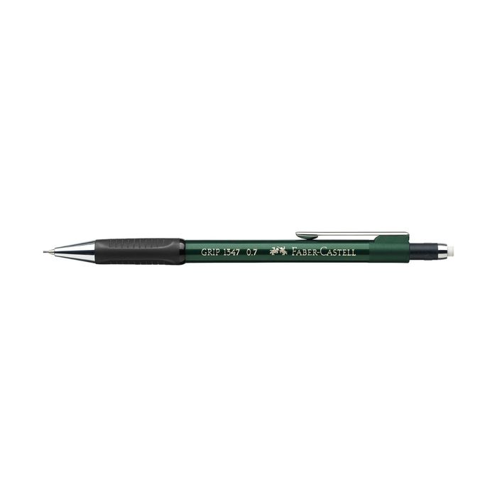 Карандаш механический 0.7 мм Faber-Castell GRIP 1347 с ластиком, резиновый упор, зеленый