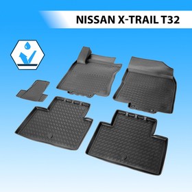 Коврики салона Rival для Nissan X-Trail T32 5-дв. 2014-2018 2018-н.в., полиуретан, без крепежа, с перемычкой, 5 шт., 14109001