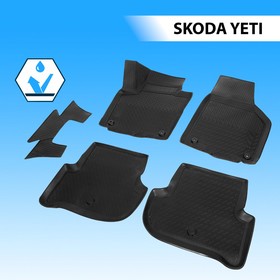 Коврики салона Rival для Skoda Yeti 5-дв. 2009-2018, полиуретан, с крепежом, с перемычкой, 5 шт., 15103001 2607393