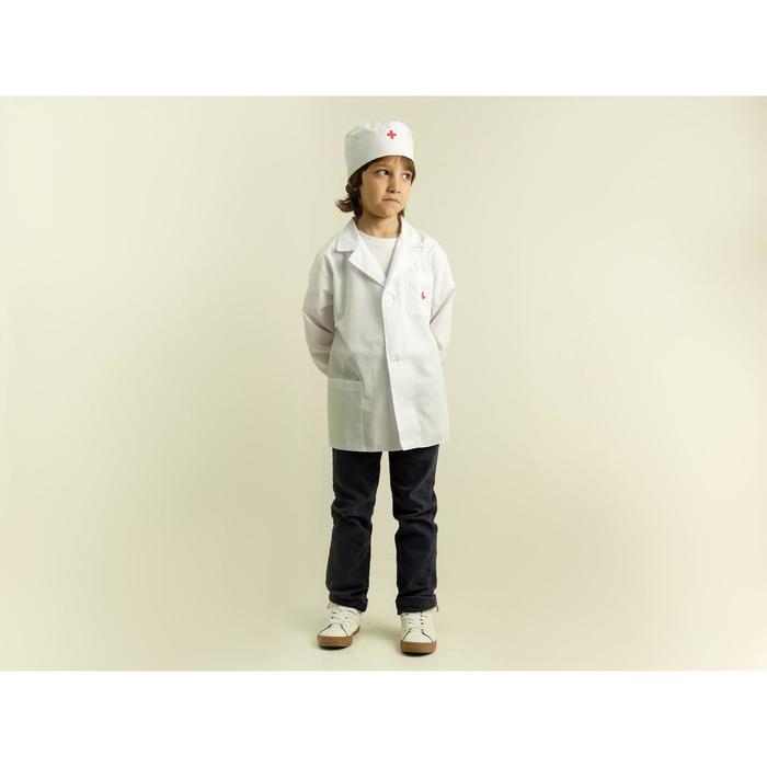 Карнавальный костюм «Доктор», халат с длинным рукавом, шапочка, рост 110-116 см - фото 8685562