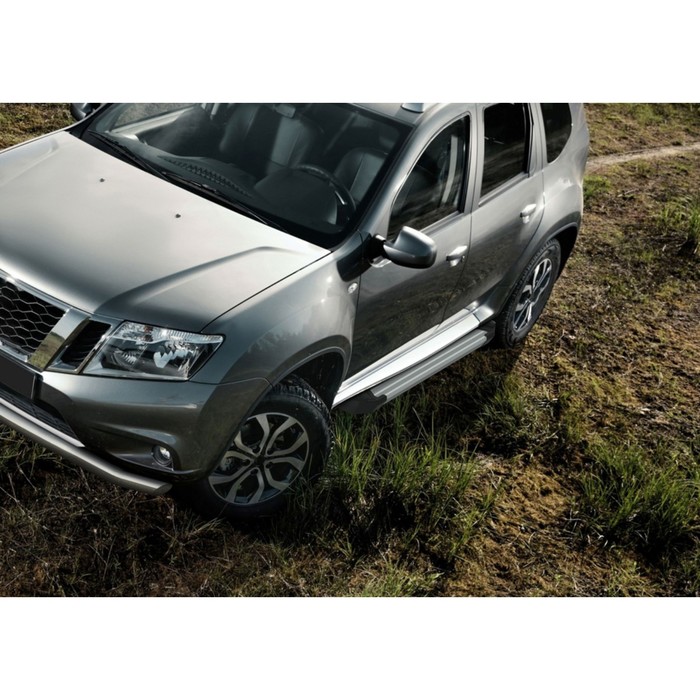 Пороги Silver Nissan Terrano 2014-, Al профиль 173 см, 2 шт. F173AL.4701.3