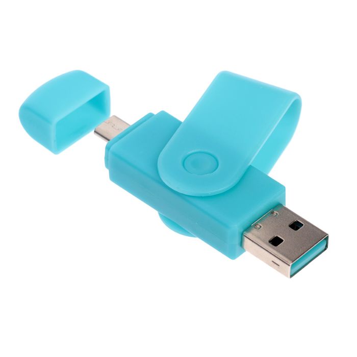 OTG картридер, подключение microUSB и USB, слоты SD microSD, цвет микс