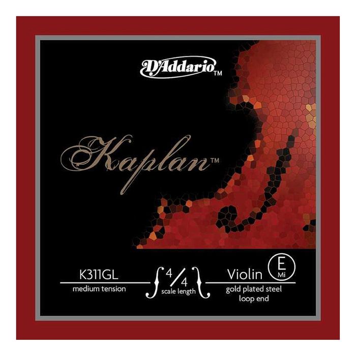 Отдельная струна D'Addario K311GL-4/4M Kaplan  Е/Mи для скрипки 4/4, позолоч, ср. натяж