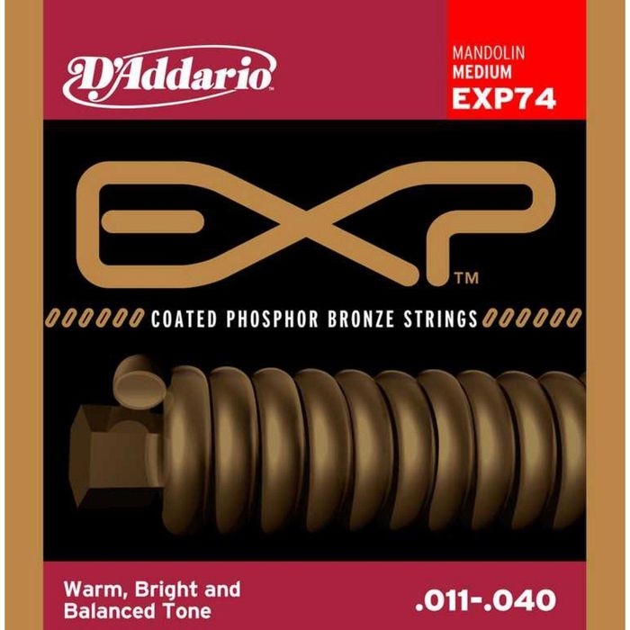 Струны для мандолины D'Addario EXP74 Coated  фосфорная бронза, Medium, 11-40