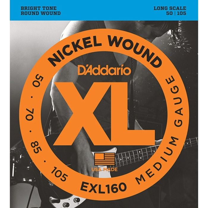 Струны для бас-гитары D`Addario EXL160 XL NICKEL WOUND  Long Medium 50-105