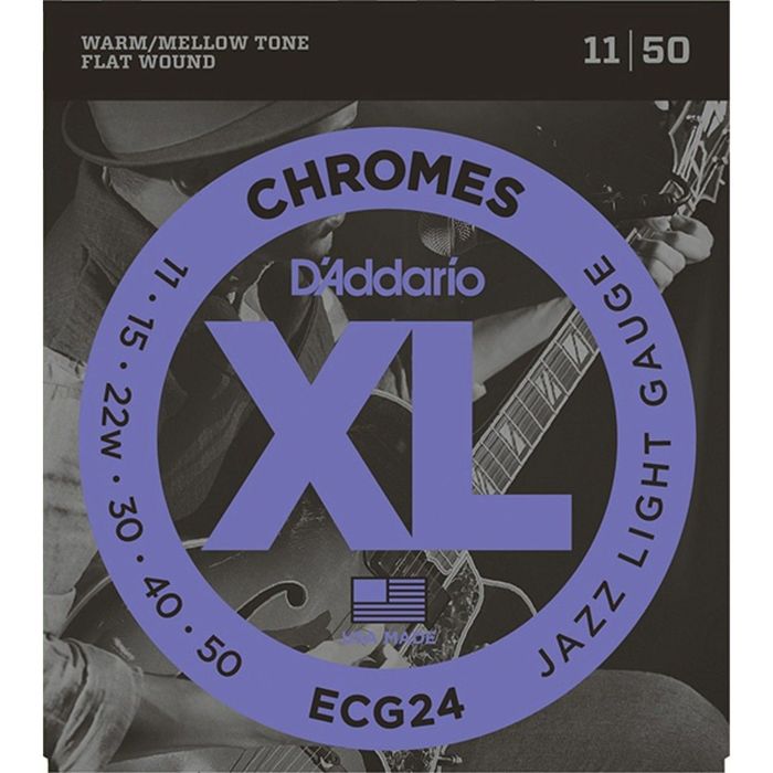 Струны для электрогитары D'Addario ECG24 Chromes Flat Wound Jazz Light, 11-50