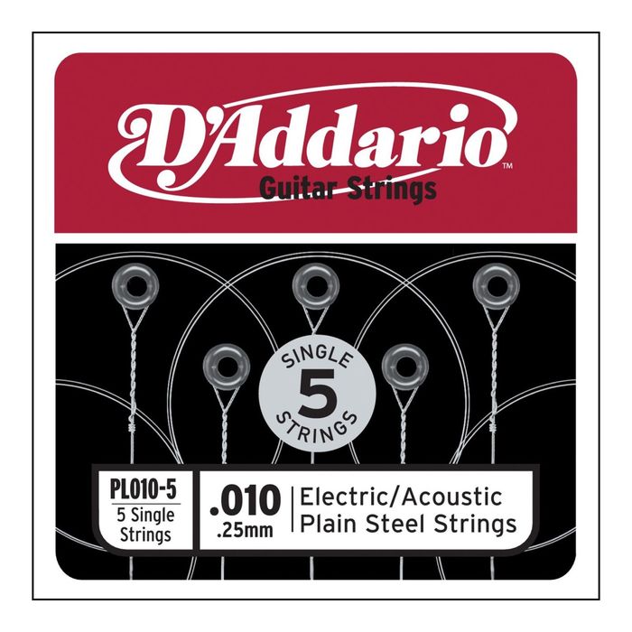 Отдельная стальная струна без обмотки D`Addario PL011-5 Plain Steel  011, 5шт