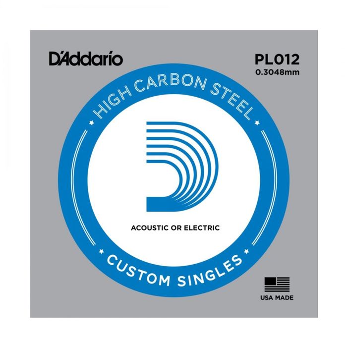 Отдельная струна D'Addario PL012 Plain Steel  без обмотки, сталь, .012,