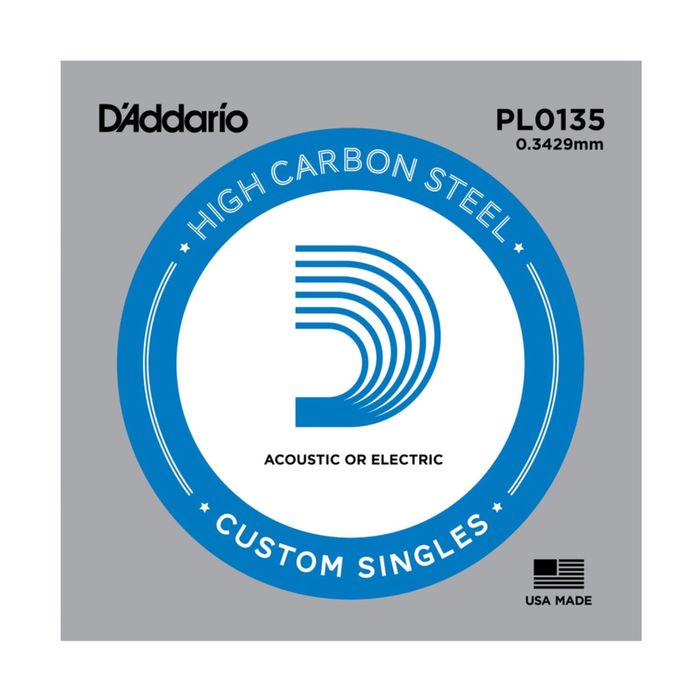 Отдельная струна D'Addario PL0135 Plain Steel  без обмотки, сталь, .0135