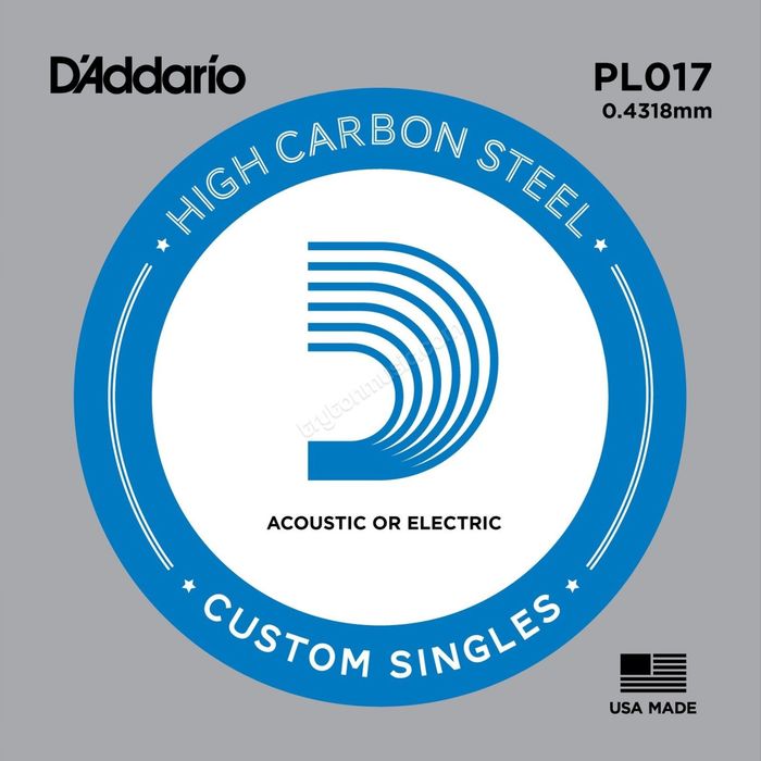 Отдельная струна D'Addario PL017 Plain Steel  без обмотки, сталь, .017,